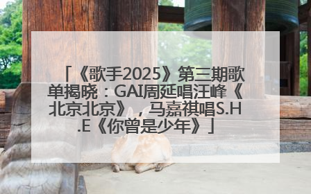 《歌手2025》第三期歌单揭晓：GAI周延唱汪峰《北京北京》，马嘉祺唱S.H.E《你曾是少年》