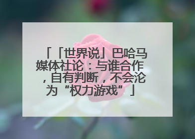 「世界说」巴哈马媒体社论：与谁合作，自有判断，不会沦为“权力游戏”