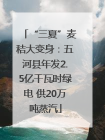 “三夏”麦秸大变身：五河县年发2.5亿千瓦时绿电 供20万吨蒸汽