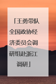 王勇带队全国政协经济委员会调研组赴浙江调研
