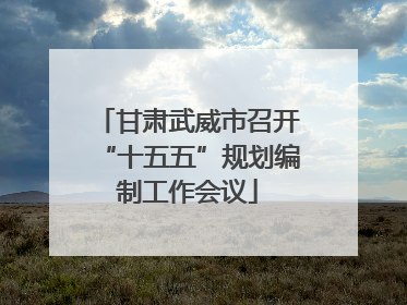 甘肃武威市召开“十五五”规划编制工作会议