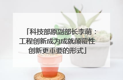 科技部原副部长李萌：工程创新成为成就颠覆性创新更重要的形式