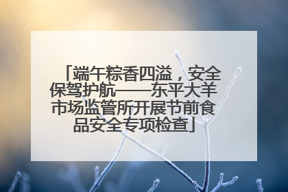 端午粽香四溢，安全保驾护航——东平大羊市场监管所开展节前食品安全专项检查