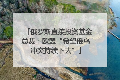 俄罗斯直接投资基金总裁：欧盟“希望俄乌冲突持续下去”