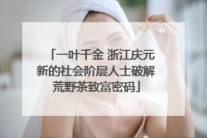 一叶千金 浙江庆元新的社会阶层人士破解荒野茶致富密码