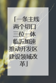 一条主线 两个切口 三位一体 临沂加速推动开发区建设领域改革