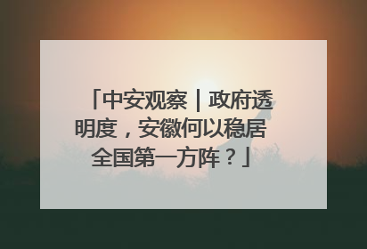 中安观察｜政府透明度，安徽何以稳居全国第一方阵？