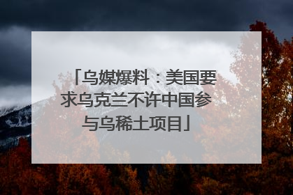 乌媒爆料：美国要求乌克兰不许中国参与乌稀土项目