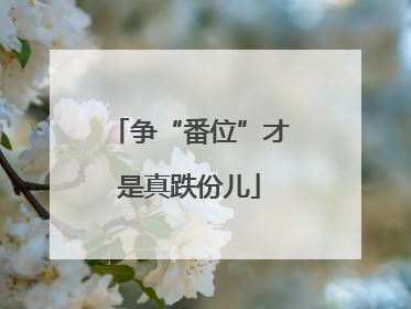 争“番位”才是真跌份儿