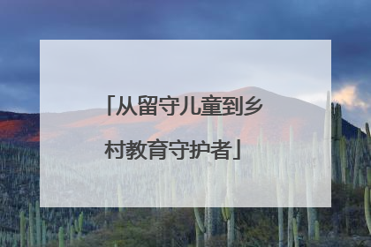 从留守儿童到乡村教育守护者