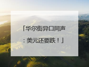 华尔街异口同声：美元还要跌！
