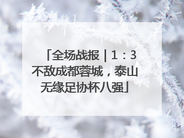 全场战报｜1：3不敌成都蓉城，泰山无缘足协杯八强