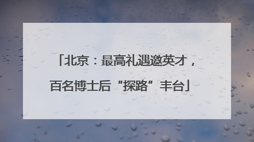 北京：最高礼遇邀英才，百名博士后“探路”丰台