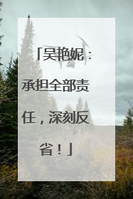 吴艳妮：承担全部责任，深刻反省！