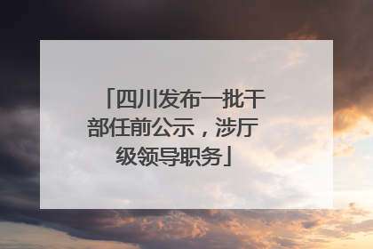 四川发布一批干部任前公示，涉厅级领导职务