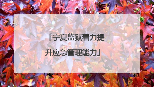宁夏监狱着力提升应急管理能力