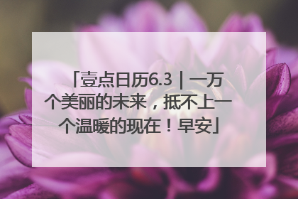 壹点日历6.3｜一万个美丽的未来，抵不上一个温暖的现在！早安