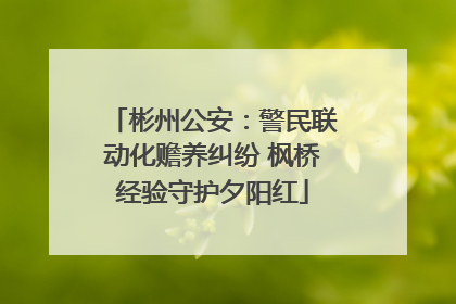 彬州公安：警民联动化赡养纠纷 枫桥经验守护夕阳红