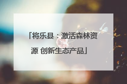 将乐县：激活森林资源 创新生态产品