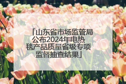 山东省市场监管局公布2024年电热毯产品质量省级专项监督抽查结果
