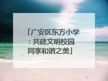 广安区东方小学：共建文明校园 同享和谐之美
