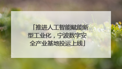 推进人工智能赋能新型工业化，宁波数字安全产业基地投运上线
