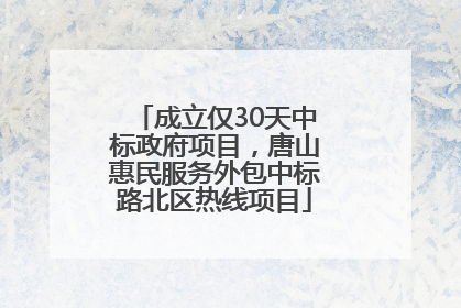 成立仅30天中标政府项目，唐山惠民服务外包中标路北区热线项目