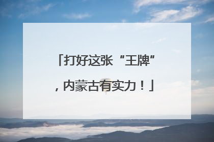 打好这张“王牌”，内蒙古有实力！
