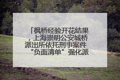 枫桥经验开花结果，上海崇明公安城桥派出所依托刑事案件“负面清单”强化派出所“主防”