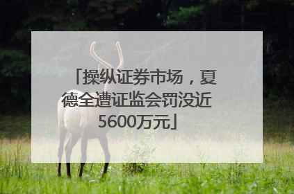 操纵证券市场，夏德全遭证监会罚没近5600万元