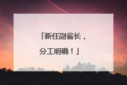 新任副省长，分工明确！