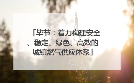毕节：着力构建安全、稳定、绿色、高效的城镇燃气供应体系