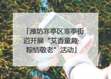 潍坊寒亭区寒亭街道开展“艾香童趣·粽情敬老”活动