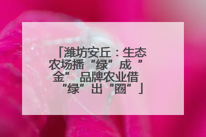 潍坊安丘：生态农场播“绿”成“金” 品牌农业借“绿”出“圈”