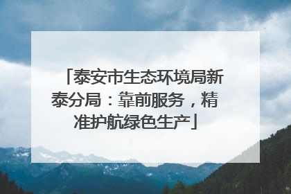泰安市生态环境局新泰分局：靠前服务，精准护航绿色生产