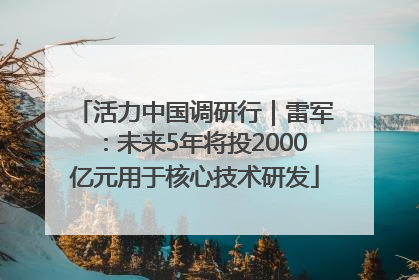 活力中国调研行｜雷军：未来5年将投2000亿元用于核心技术研发