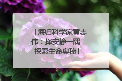 海归科学家黄志伟：择安静一隅 探索生命奥秘