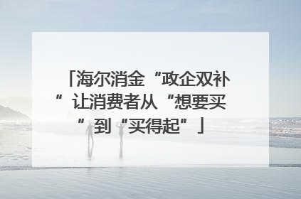 海尔消金“政企双补”让消费者从“想要买”到“买得起”