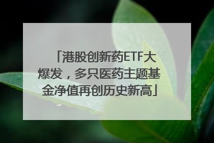 港股创新药ETF大爆发，多只医药主题基金净值再创历史新高