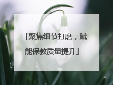 聚焦细节打磨，赋能保教质量提升