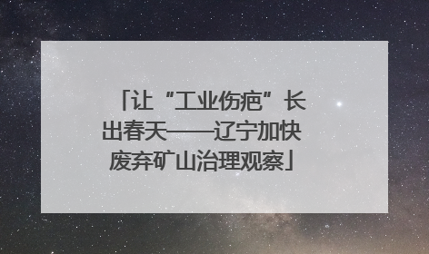 让“工业伤疤”长出春天——辽宁加快废弃矿山治理观察