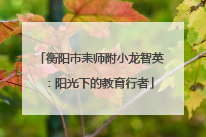 衡阳市耒师附小龙智英：阳光下的教育行者