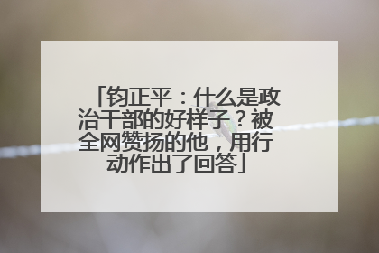 钧正平：什么是政治干部的好样子？被全网赞扬的他，用行动作出了回答