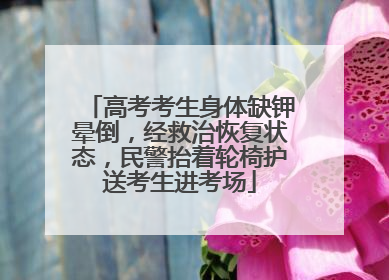 高考考生身体缺钾晕倒，经救治恢复状态，民警抬着轮椅护送考生进考场